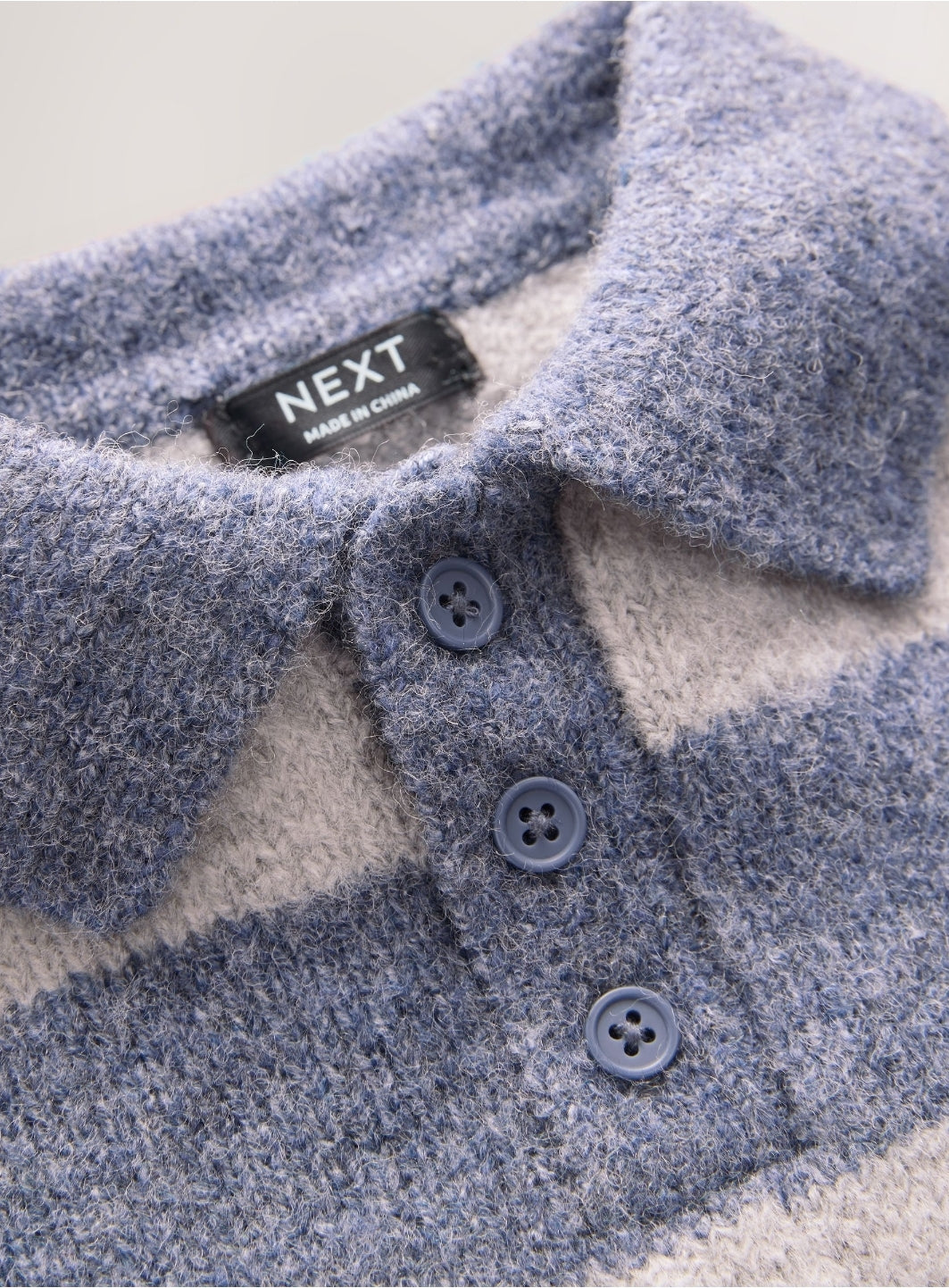 Blue Stripe Knitted Rugby Polo Shirt