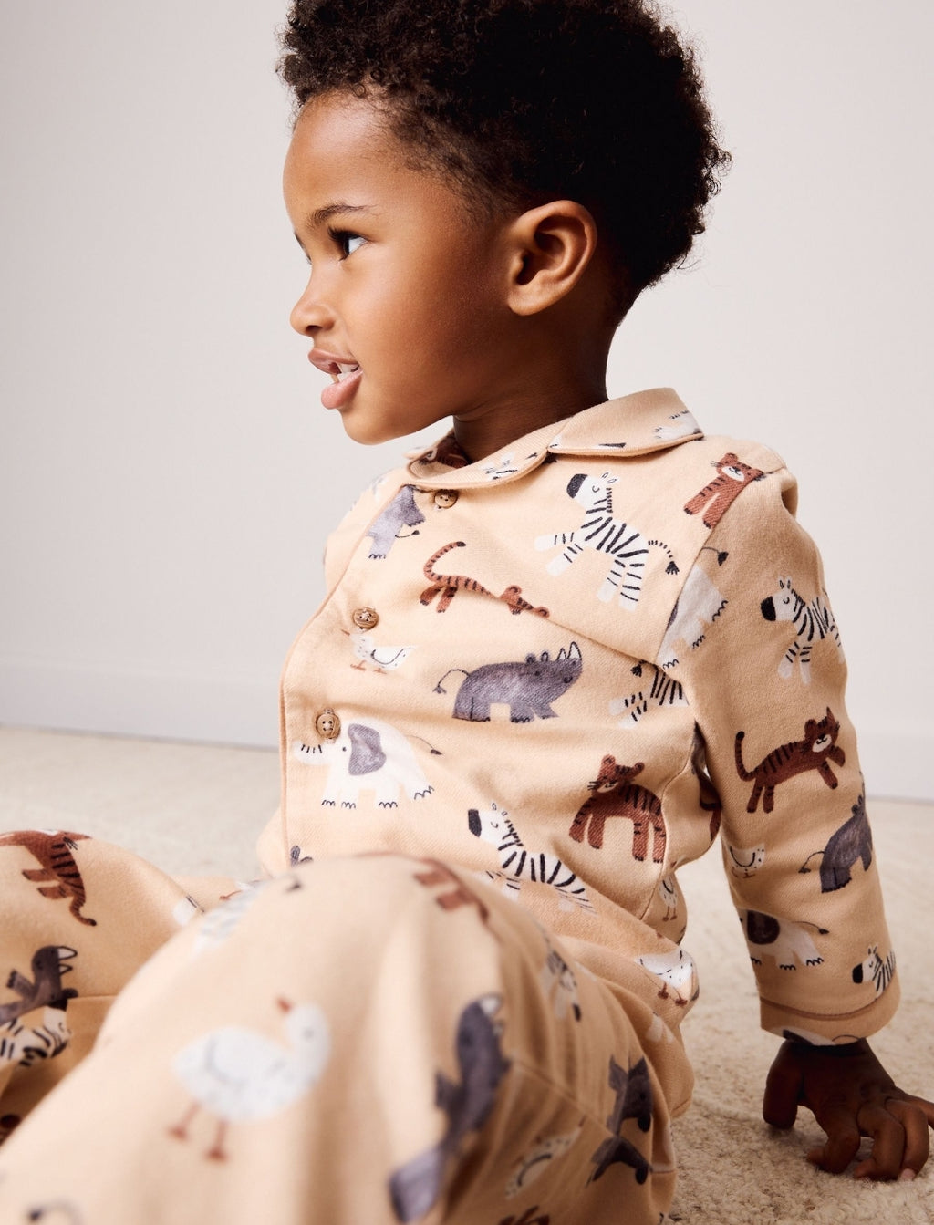 Beige Animal Button Down Pyjamas
