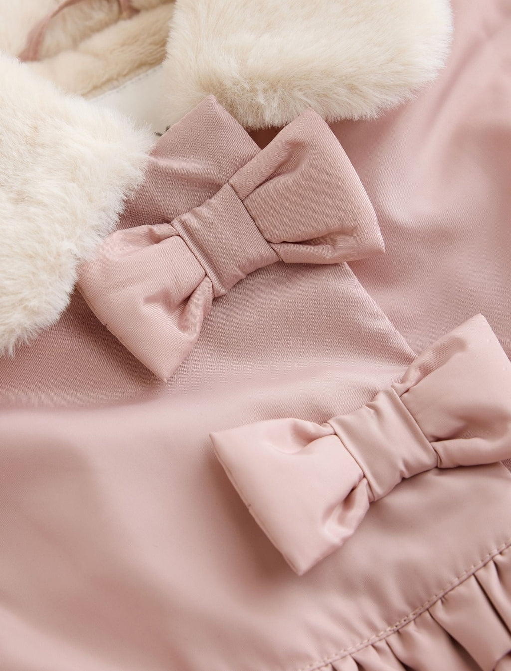Pink Shower Resistant Faux Fur Collar Padded Coat