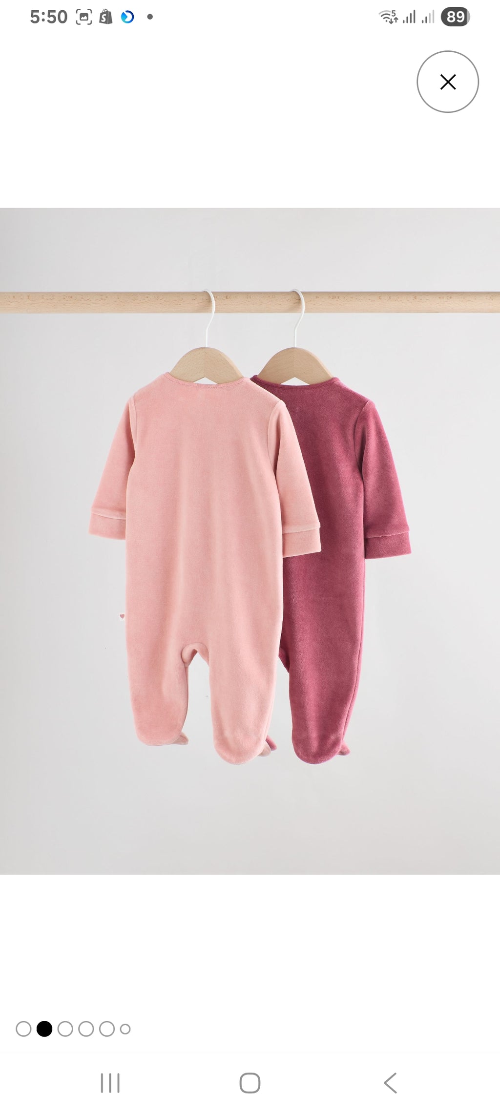 Pink Velour Baby Sleepsuits 2 Pack