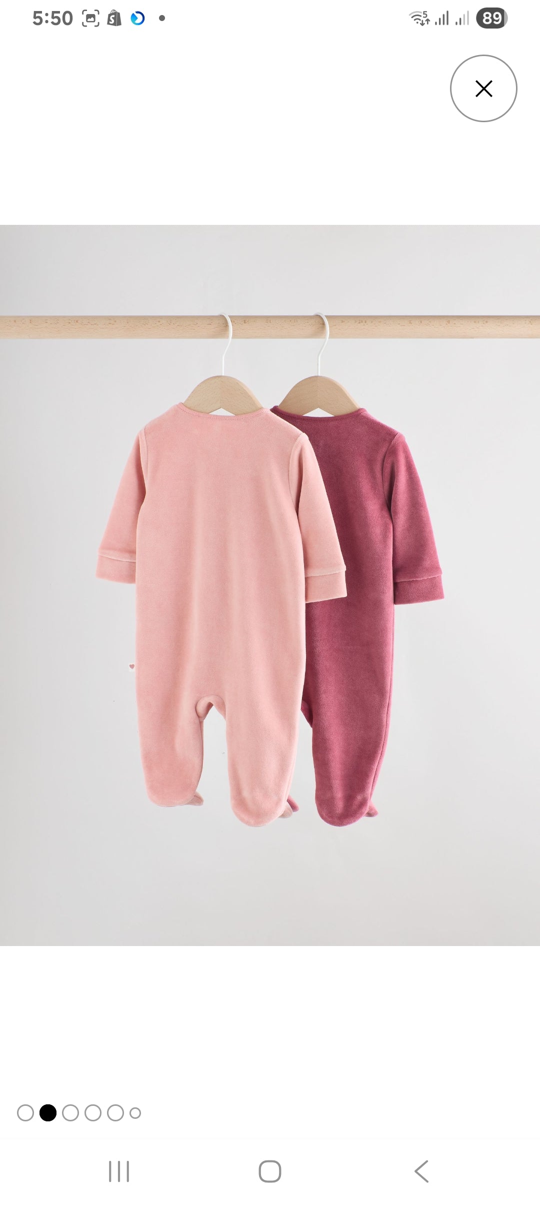 Pink Velour Baby Sleepsuits 2 Pack