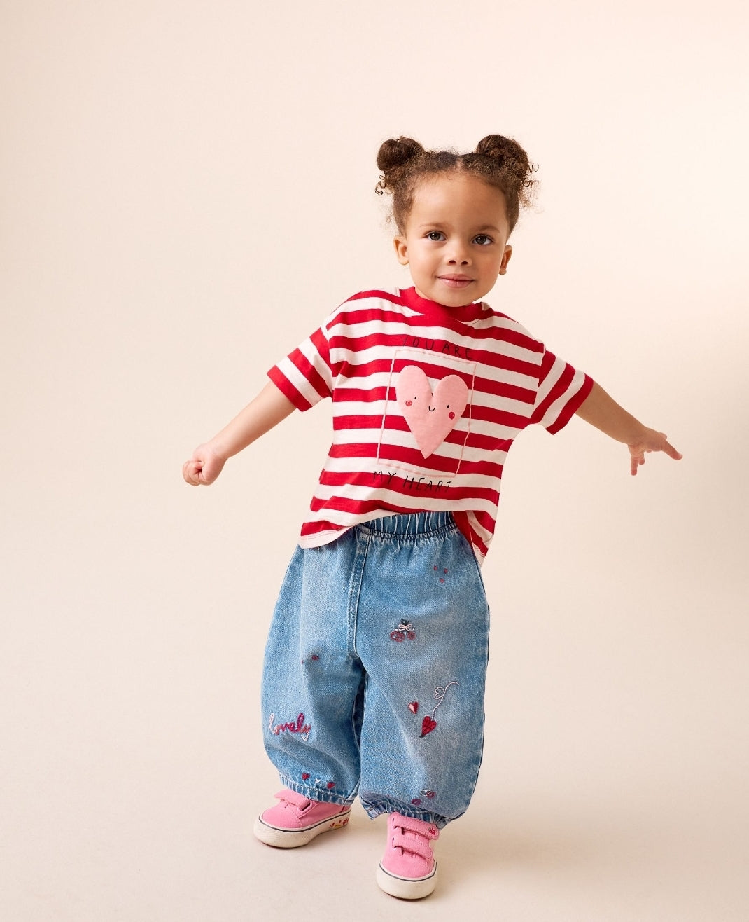 Red Hearts Embroidered Jeans