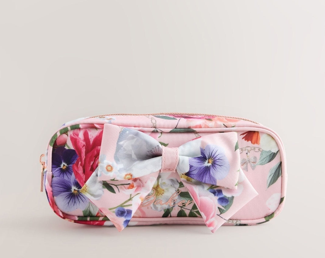 Baker by Ted Baker Back to School Pink Floral Bow Pencil Case