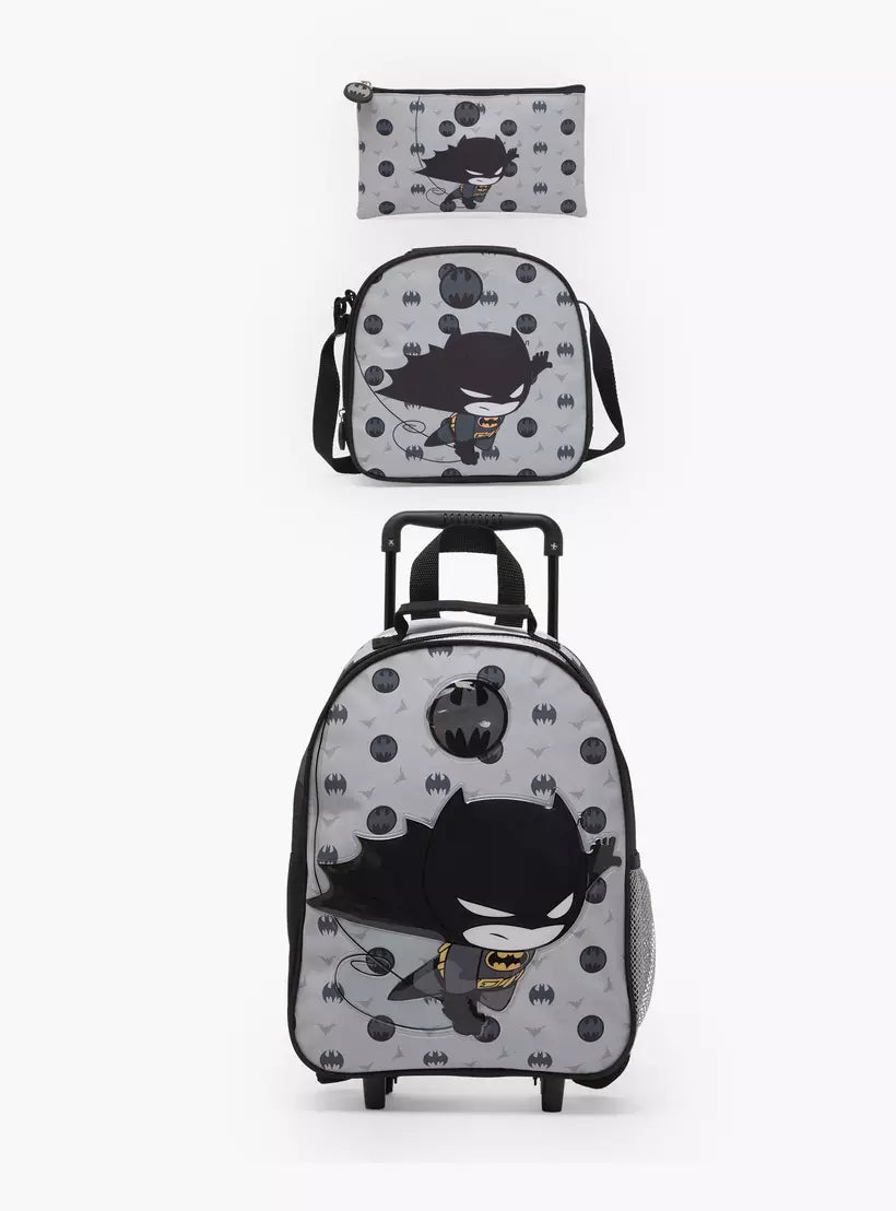 Batman Print 3-Piece School Trolley Bag Set  14 inches