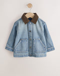 Blue Denim Long Sleeve Cord Collar Shirt
