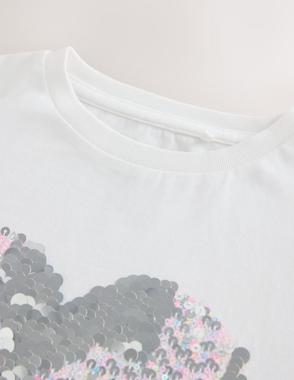 White Long Sleeve Sequin Heart Top