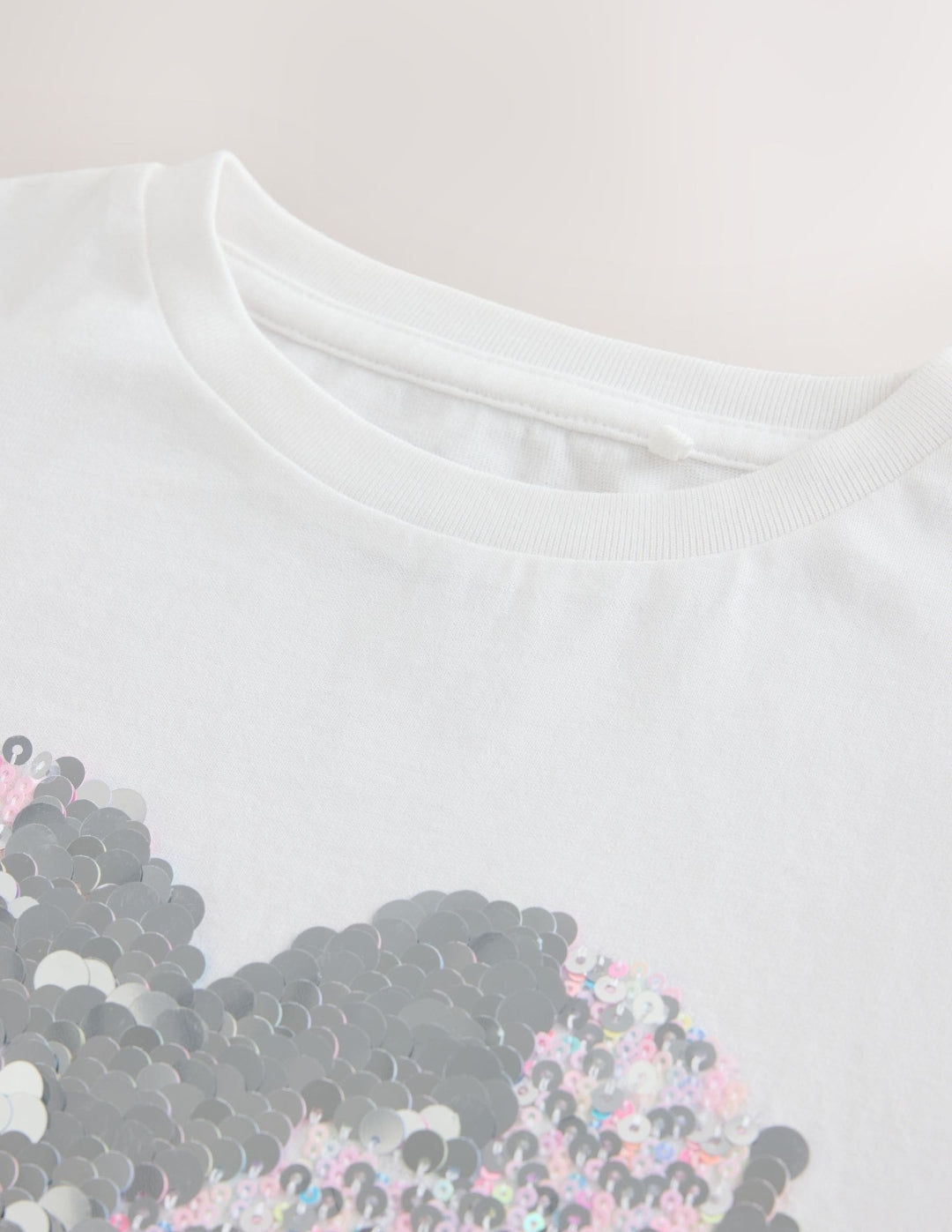 White Long Sleeve Sequin Heart Top
