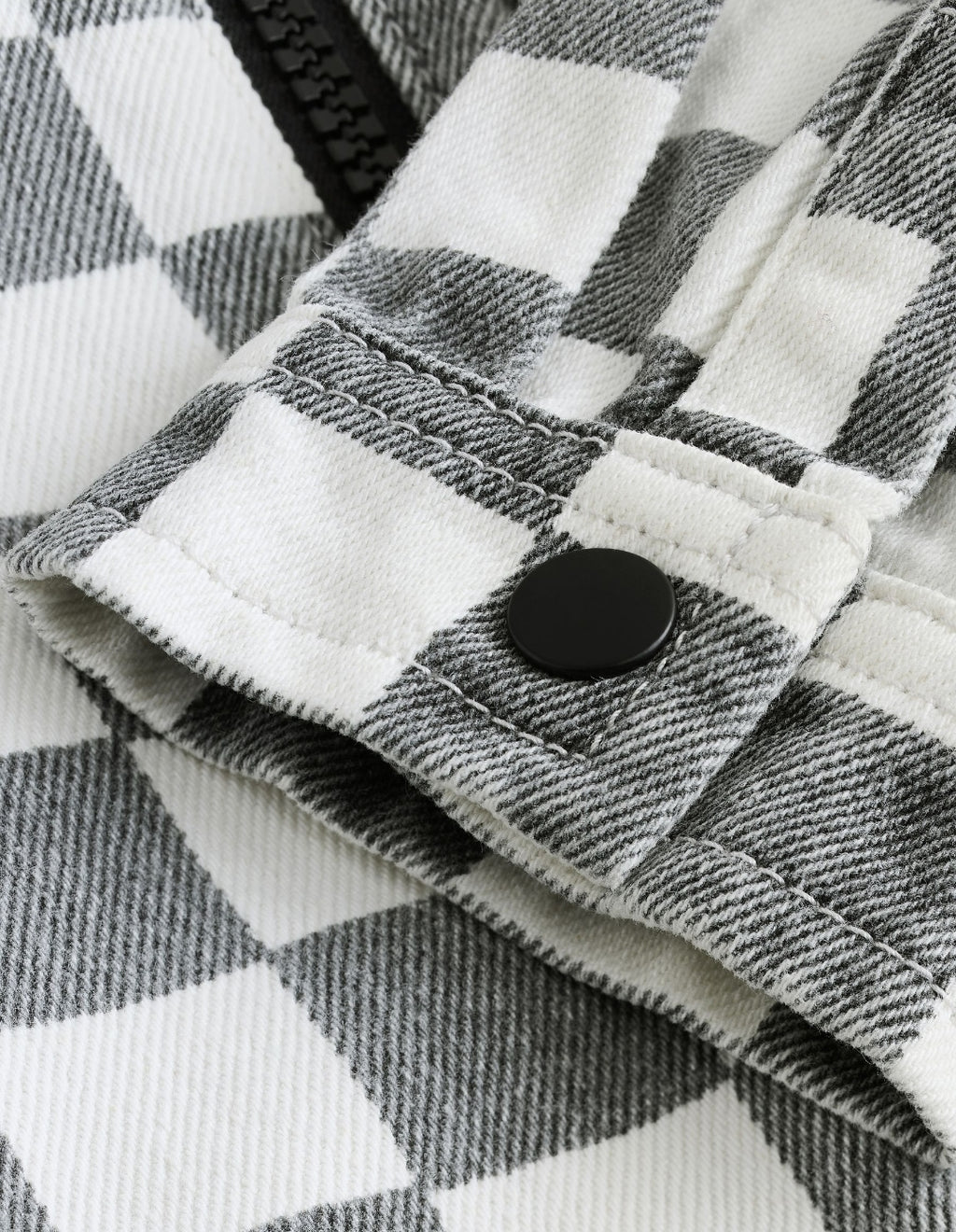 Grey/White Checkerboard Long Sleeve Zip Through Overshirt