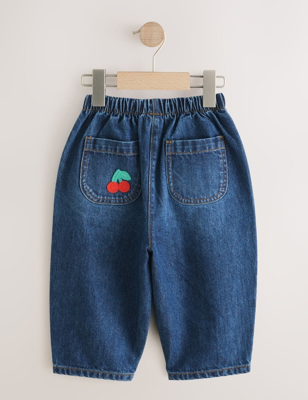 Rainbow Cherry Crochet Embroidered
Barrel Jeans