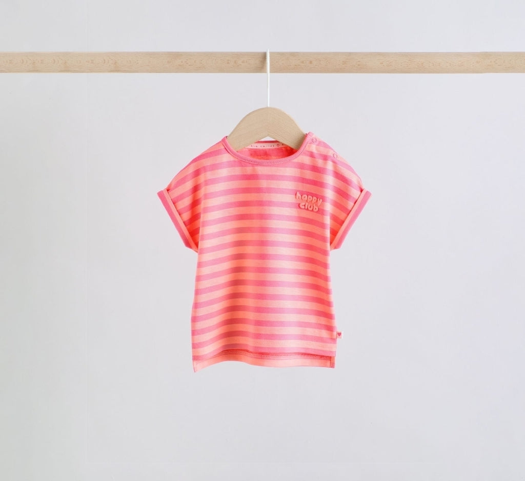 Pink Slogan Short Sleeve Top and Shorts Baby Set 6 Piece