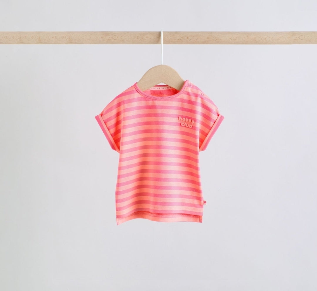 Pink Slogan Short Sleeve Top and Shorts Baby Set 6 Piece