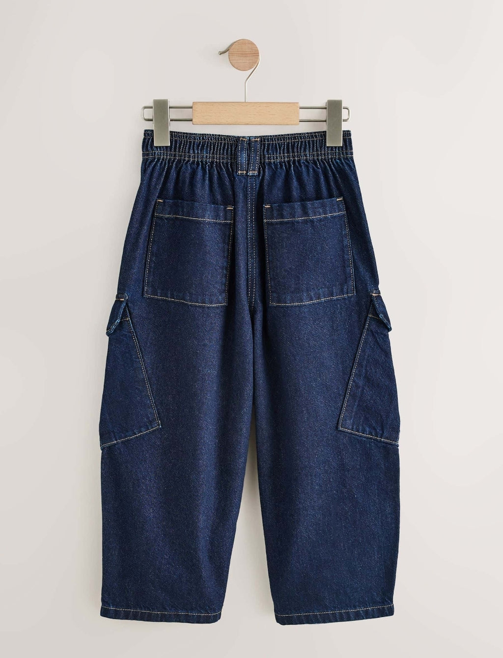 Dark Blue Denim Cargo Barrel Jeans