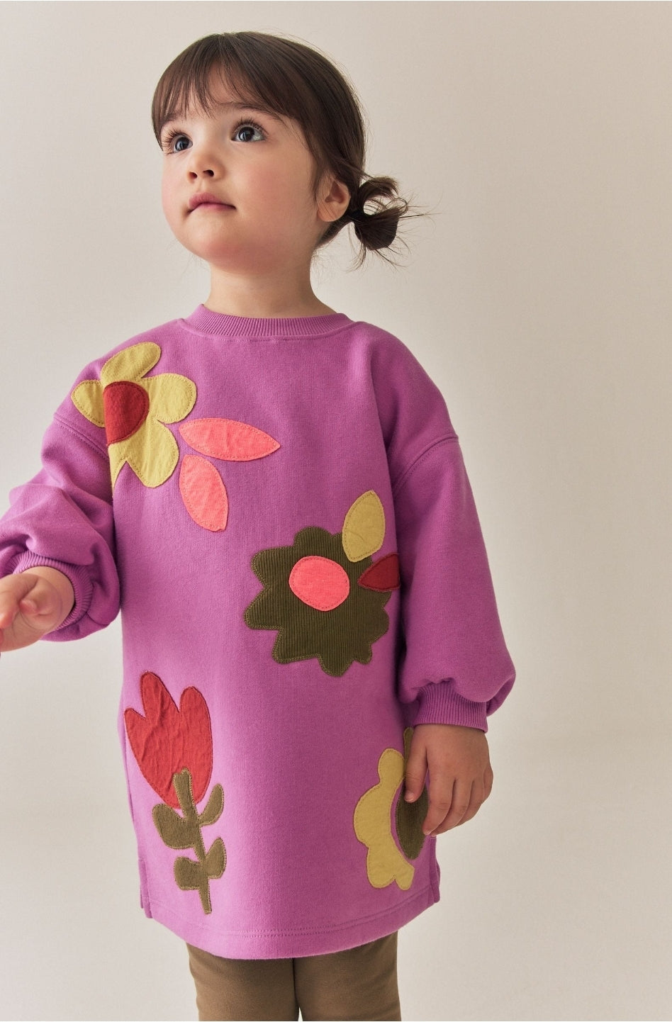 Purple Flowers Long Sleeve Sweat Dress