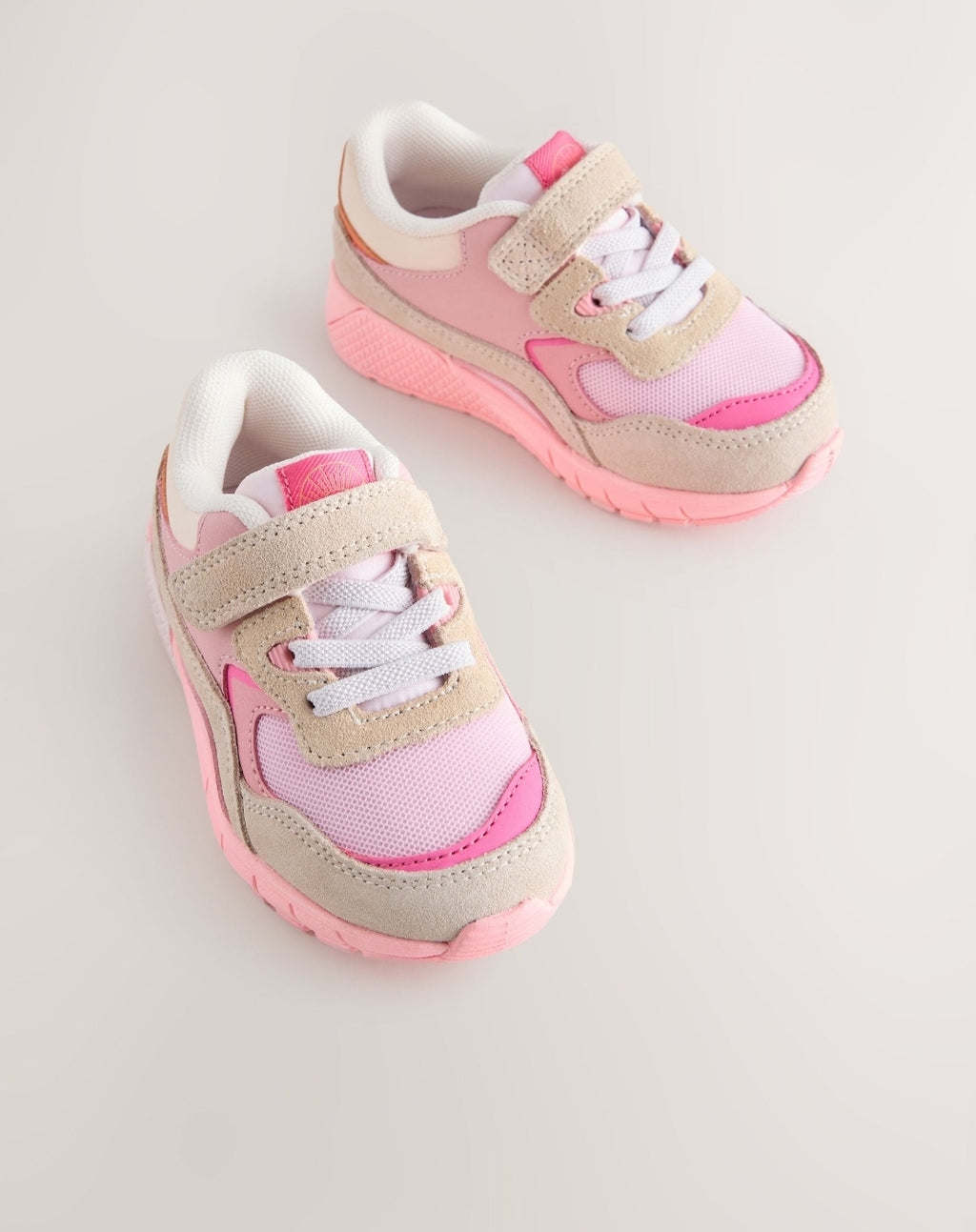 Pink Elastic Lace Chunky Trainers