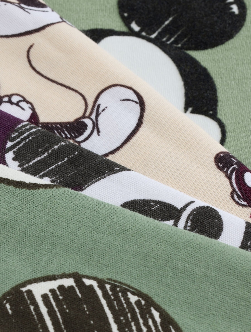 Green/Ecru Mickey Mouse Snuggle Pyjamas 3 Pack