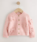 Pink Bow Embroidered Cardigan