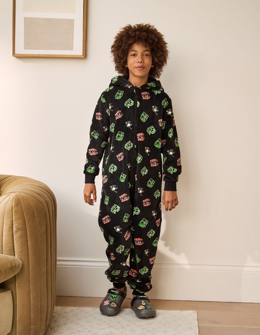 Black Minecraft Fleece All-In-One