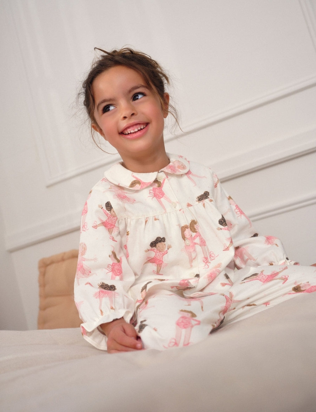 Ecru/Pink Ballerina Woven Button
Through Pyjamas