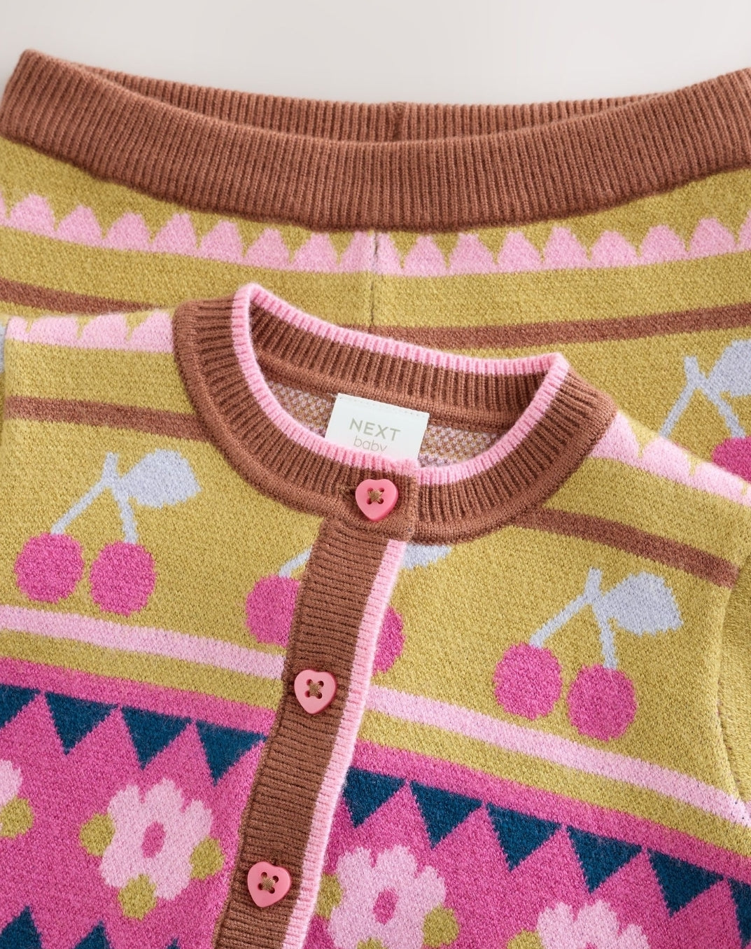 Green Fairisle Knitted Cardigan and Leggings Baby Set 2 Piece