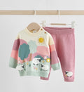 Pink Sheep Scene Baby Knitted Jumper and Leggings Set 2 Piece