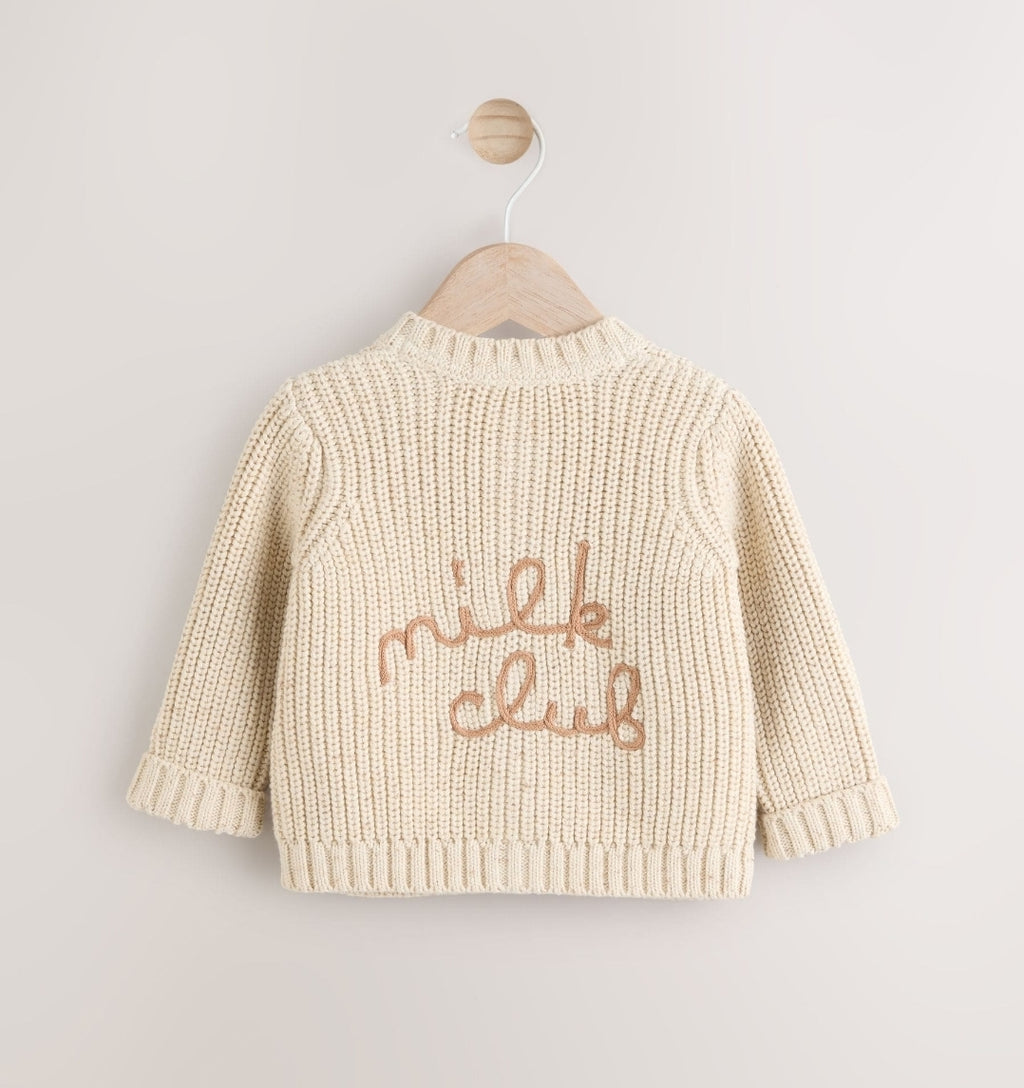 Neutral Milk Club Chunky Knitted Embroidered Baby Cardigan