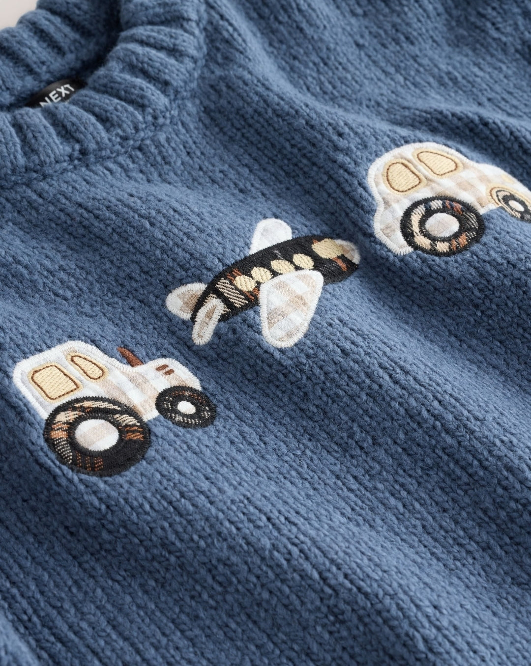 Navy Blue Transport Character Knitted Crew Neck Jumper