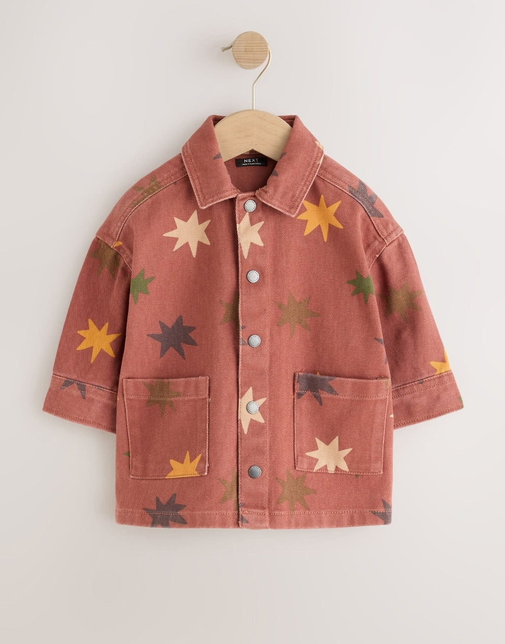 Rust Brown All Over Print Stars Twill Printed Overshirt