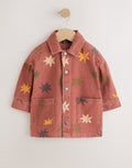 Rust Brown All Over Print Stars Twill Printed Overshirt