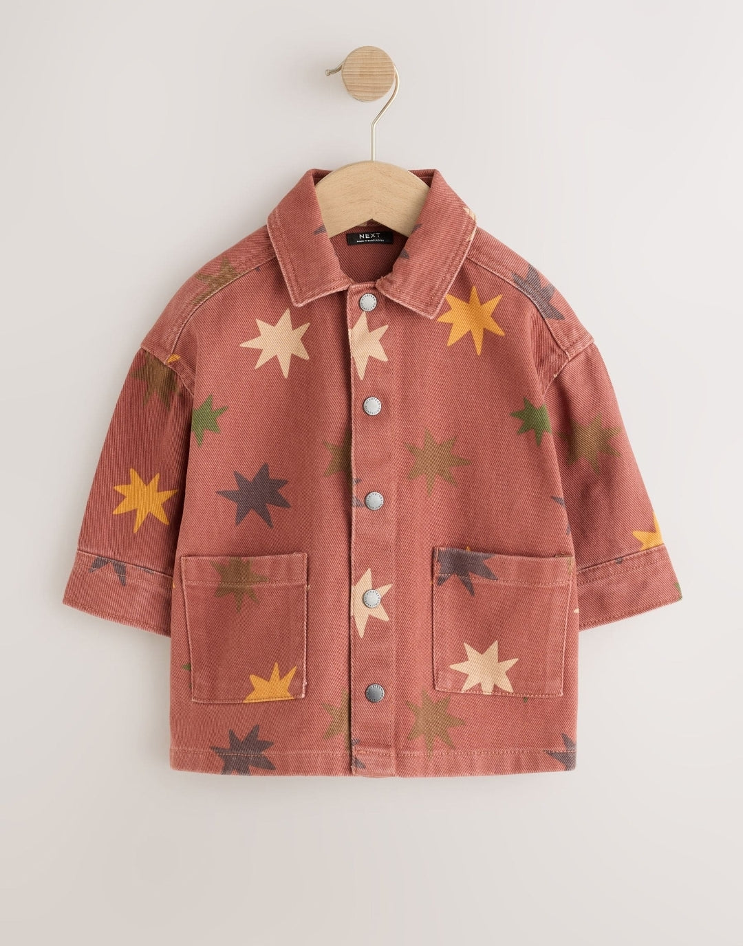 Rust Brown All Over Print Stars Twill Printed Overshirt