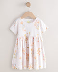 Cream Floral Short Sleeve Ribbed
Dress