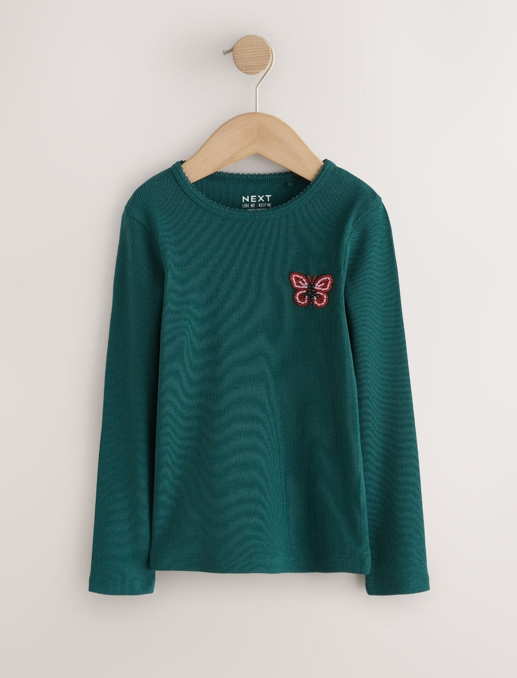 Green Butterfly Beaded Long Sleeve Tops 4 Pack