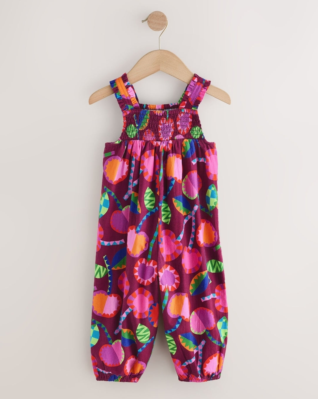 Purple/Berry Red Printed Strappy Jumpsuit