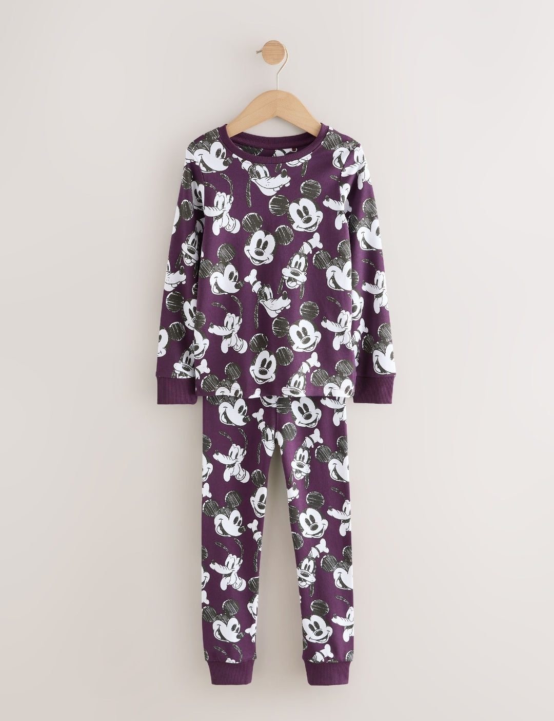 Green/Ecru Mickey Mouse Snuggle Pyjamas 3 Pack