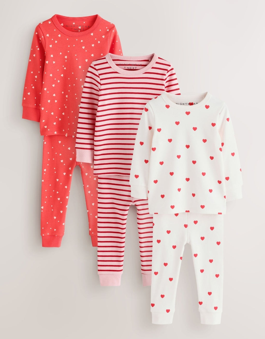 Red/Ecru Snuggle Pyjamas 3 Pack