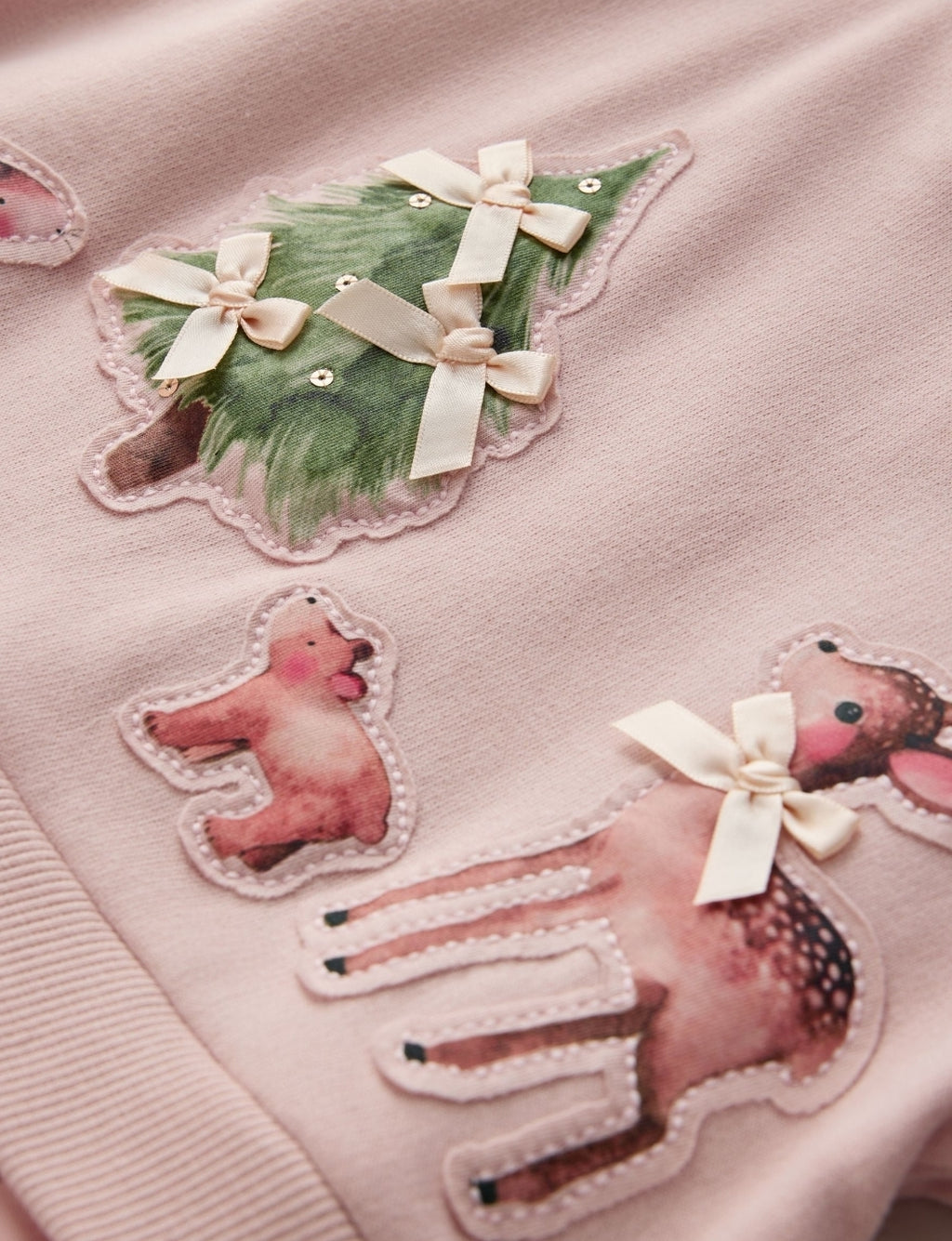 Pink Christmas Long Sleeve Sweat Mesh Dress