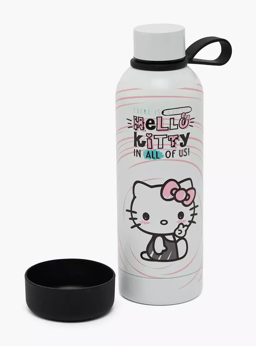 Sanrio Hello Kitty Print Stainless Steel Water Bottle with Screw Lid and Loop Handle