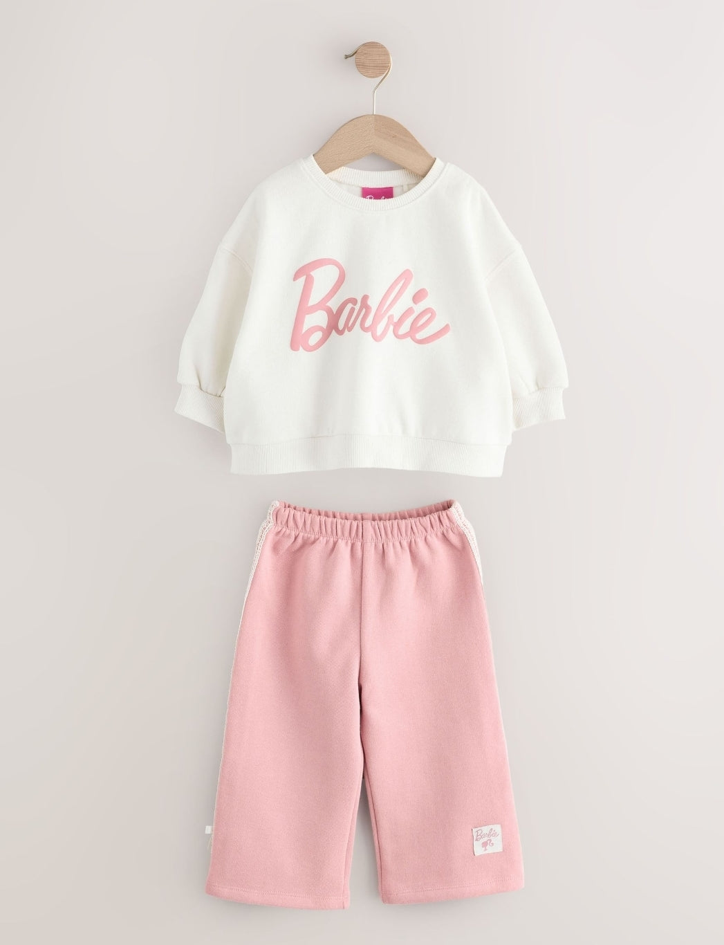 Cream/Pink Barbie Sweatshirt & Wide Leg Joggers Set