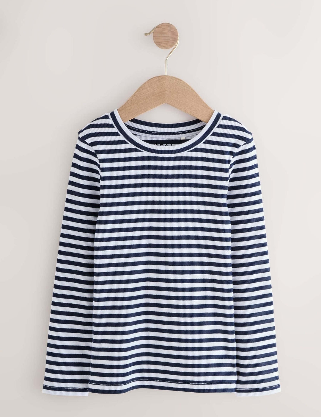 Navy/White Stripe Long Sleeve Ribbed Tops 3 Pack