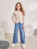Mid Denim Blue Wide Leg Jeans