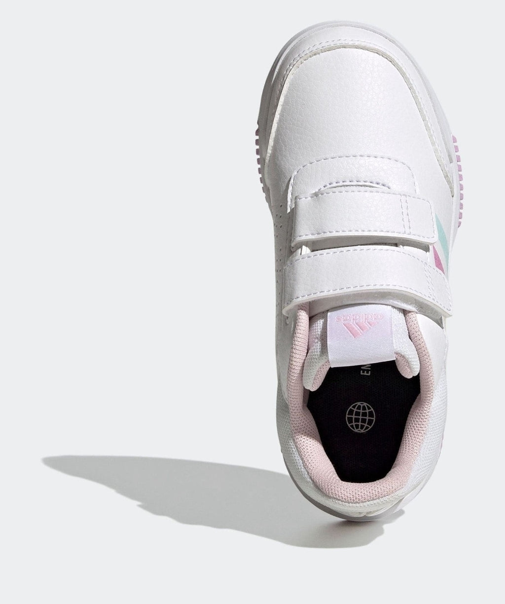 adidas White/Pink Tensaur Hook and Loop Kids Trainers