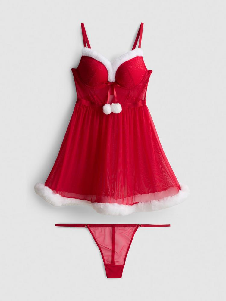 Primark Christmas Santa Babydoll and Thong Lingerie Set