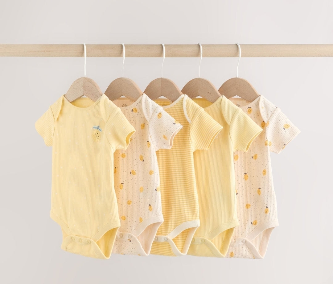 Yellow Lemons 5 Pack Short Sleeve
Baby Bodysuits