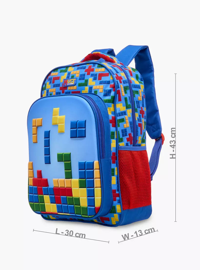 MUST 5-Piece Tetris Print 16-inch Backpack Set - 43x30x13 cms