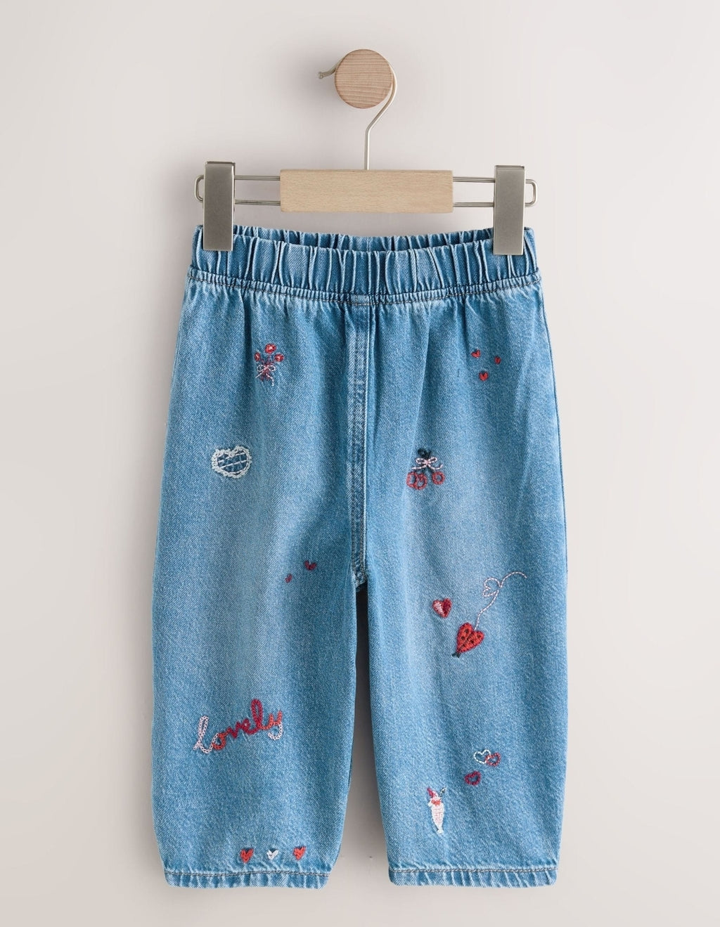 Red Hearts Embroidered Jeans
