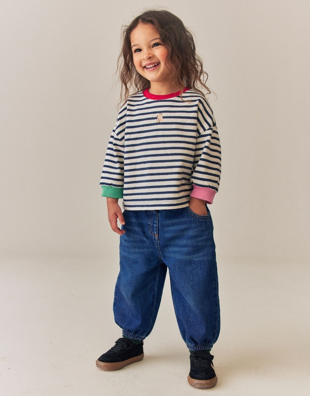 Stripe Frog Printed Jeans