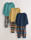Navy/Ochre/Teal Check Woven Bottom Pyjamas 3 Pack