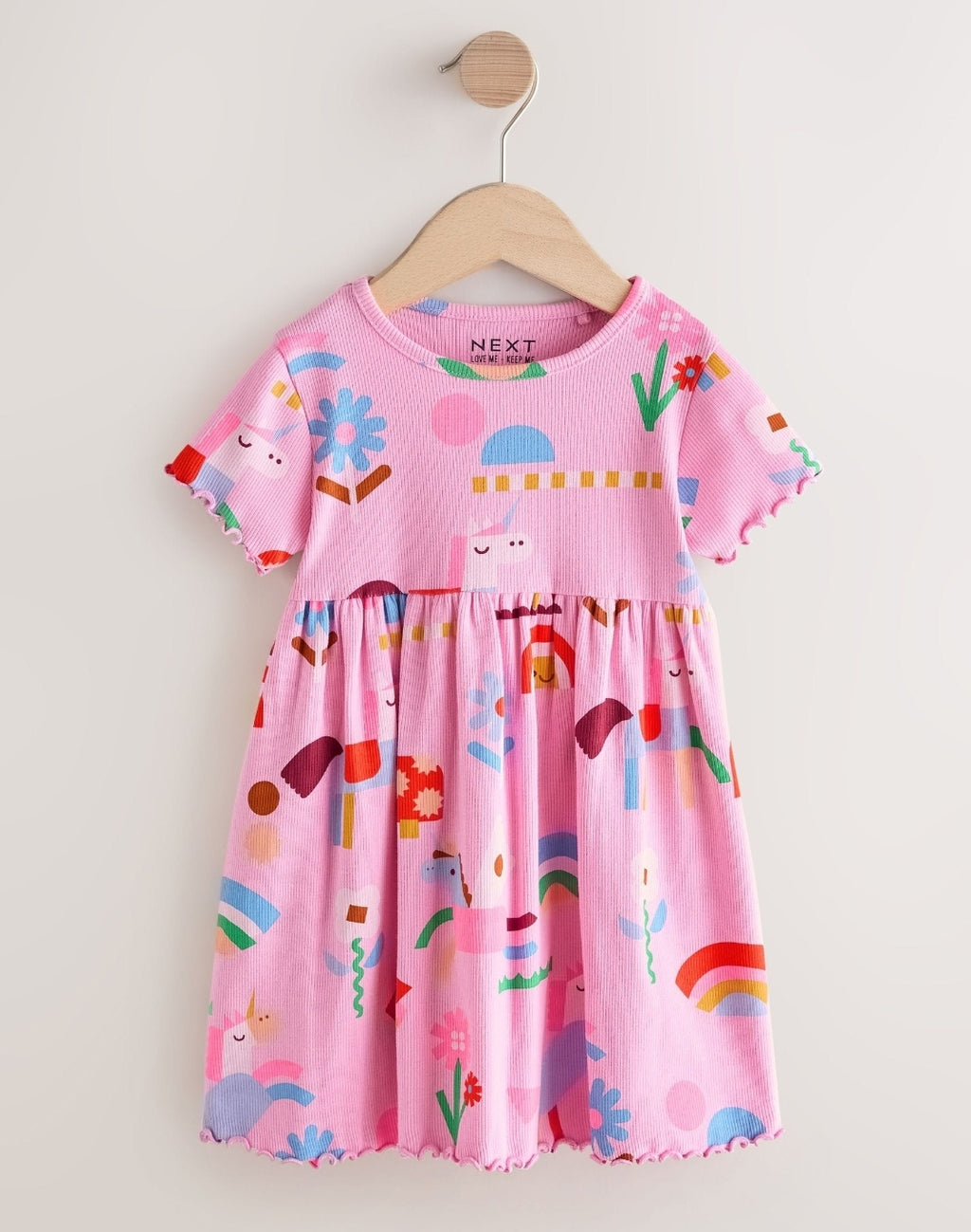 Pink Unicorn Short Sleeve Ribbed
Dress