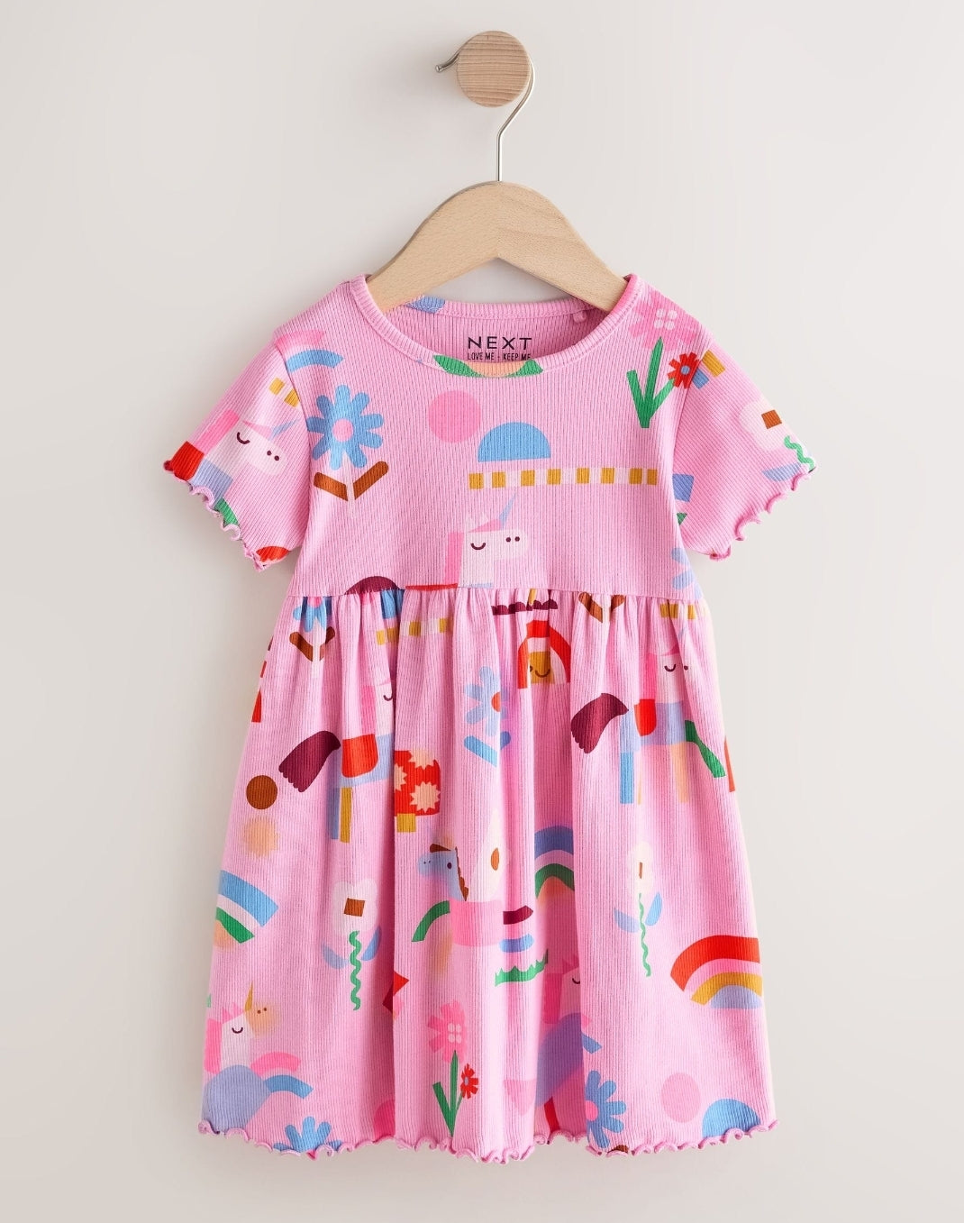 Pink Unicorn Short Sleeve Ribbed
Dress