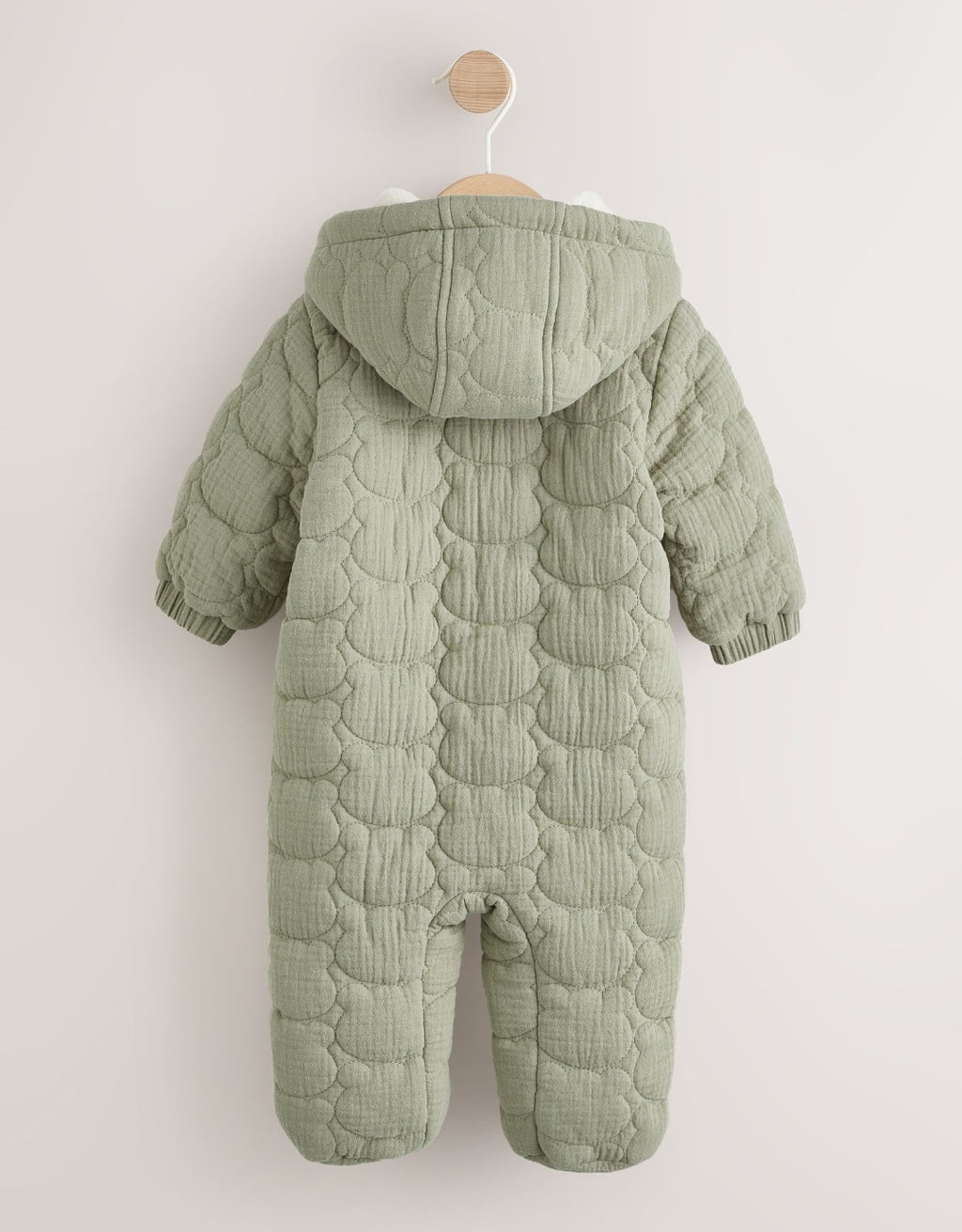 Green Crinkle Bear Face Quilted
Baby Pramsuit