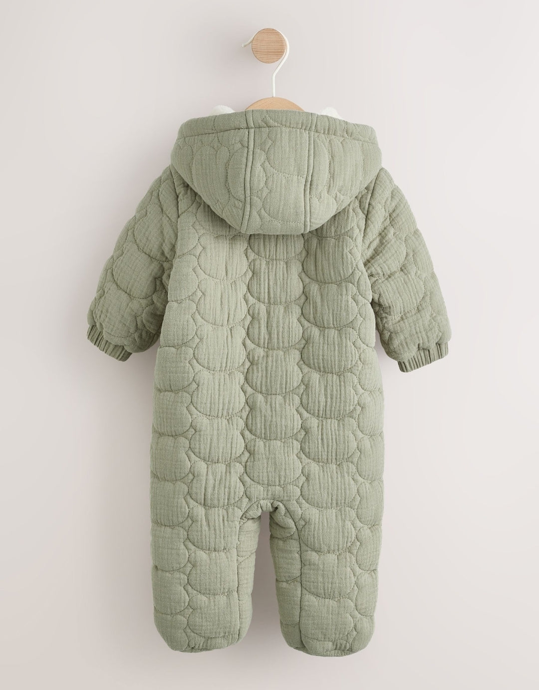 Green Crinkle Bear Face Quilted
Baby Pramsuit